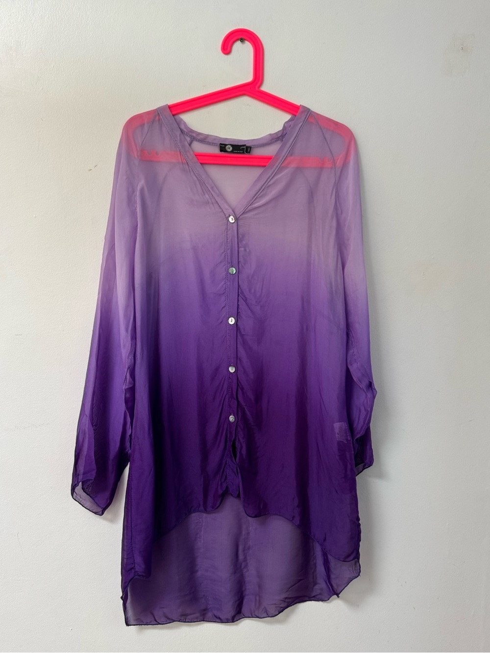 M Made in Italy silk blend purple ombre blouse size medium